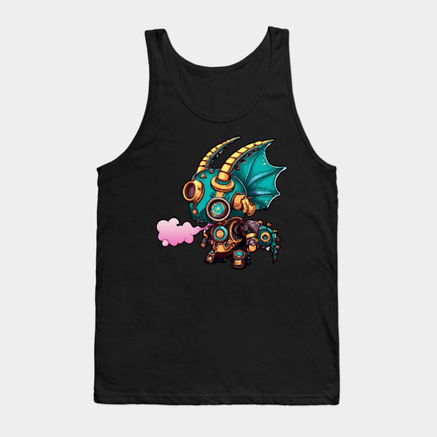 Steampunk Kawaii Dragon Robot Tank Top by maxdax